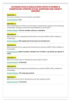COLORADO RULES & REGULATIONS OFFICE OF BARBER &&NewLine;COSMETOLOGY UPDATED ACTUAL QUESTIONS AND CORRECT&NewLine;ANSWERS&NewLine;