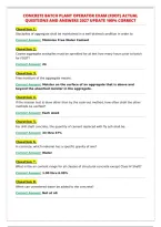 CONCRETE BATCH PLANT OPERATOR EXAM &lpar;FDOT&rpar; ACTUAL&NewLine;QUESTIONS AND ANSWERS 2027 UPDATE 100&percnt; CORRECT