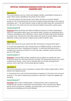 CRITICAL THINKING NURSING EXPECTED QUESTIONS AND&NewLine;ANSWERS 2027