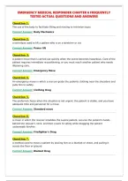 EMERGENCY MEDICAL RESPONDER CHAPTER 6 FREQUENTLY&NewLine;TESTED ACTUAL QUESTIONS AND ANSWERS