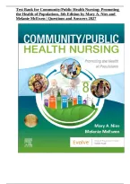 Test Bank for Community&sol;Public Health Nursing&colon; Promoting the Health of Populations&comma; 8th Edition by Mary A&period; Nies & Melanie McEwen
