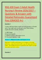 NSG 430 Exam 3 Adult Health Nursing II Review 2026&sol;2027 &ndash; Questions & Answers with Detailed Rationales Guaranteed  Pass &lpar;GRADED A&plus;&rpar;