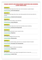 HUMAN GROWTH AND DEVELOPMENT QUESTIONS AND ANSWERS&NewLine;LATEST UPDATE 2027