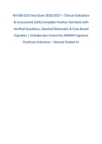 NR 668 CEA Final Exam 2026&sol;2027 &ndash; Clinical Evaluation &NewLine;& Assessment &lpar;CEA&rpar; Complete Practice Test Bank with &NewLine;Verified Questions&comma; Detailed Rationales & Case-Based &NewLine;Vignettes &vert; Chamberlain University PMHNP Capstone &NewLine;Practicum Intensive &ndash; Already Graded A