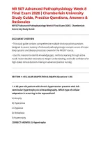 NR 507 Advanced Pathophysiology Week 8 Final Exam 2026 &vert; Chamberlain University Study Guide&comma; Practice Questions&comma; Answers & Rationales