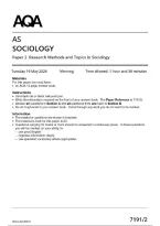 AQA&NewLine;AS&NewLine;SOCIOLOGY &lpar; 7191&sol;2&rpar;&NewLine;Paper 2 Research Methods and Topics in Sociology&NewLine;Question paper June 2026