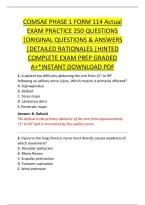 COMSAE PHASE 1 FORM 114 Actual &NewLine;EXAM PRACTICE 250 QUESTIONS &NewLine;&vert;ORIGINAL QUESTIONS & ANSWERS &NewLine;&vert;DETAILED RATIONALES &vert;HINTED &NewLine;COMPLETE EXAM PREP GRADED &NewLine;A&plus;&ast;INSTANT DOWNLOAD PDF 