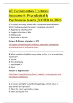 ATI Fundamentals Proctored &NewLine;Assessment&colon; Physiological & &NewLine;Psychosocial Needs &lpar;SCORED A&plus;&rpar;2026
