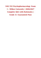 NSG 552 Psychopharmacology Exam &NewLine;1 &ndash; Wilkes University &vert; 2026&sol;2027 &NewLine;Complete Q&A with Rationales &vert; &NewLine;Grade A&plus; Guaranteed Pass 