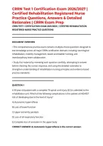 CRRN Test 1 Certification Exam 2026&sol;2027 &vert; Certified Rehabilitation Registered Nurse Practice Questions&comma; Answers & Detailed Rationales &vert; CRRN Exam Prep