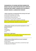 FUNDAMENTALS OF NURSING FINAL EXAMINATION NEWEST 2026-&NewLine;2027 EXAM PREPARATION WITH COMPLETE QUESTIONS AND &NewLine;CORRECT ANSWERS WITH RATIONALES &vert; ALREADY GRADED &NewLine;A&plus;&vert;&vert;BRAND NEW VERSION&excl;&excl;