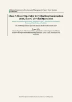 Class A Water Operator Certification Exam 2026&sol;2027 &vert; 100 Verified Questions & Answers &vert; ADEM Water Treatment Prep &vert; 9 Core Domains &vert; Instant Download