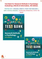 Test Bank for Research Methods in Psychology&colon; Evaluating a World of Information&comma; 4th Edition by Beth Morling &vert;&vert;All Chapters 1&ndash;14 Complete Questions & Answers with Explanations&period;
