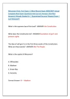 Wisconsin Civics Test Exam &vert;&vert; Most Recent Exam 2026&vert;2027 Actual &NewLine;Complete Real Exam Questions And Correct Answers &lpar;Verified &NewLine;Answers&rpar; Already Graded A&plus; &vert; Guaranteed Success&excl; Newest Exam &vert; &NewLine;Just Released&excl;&excl;