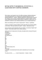 BST322 INTRO TO BIOMEDICAL STATISTICS &lpar;1&rpar; QUESTIONS WITH VERIFIED ANSWERS