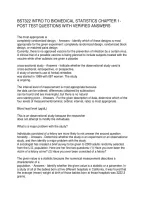 BST322 INTRO TO BIOMEDICAL STATISTICS CHAPTER 1&NewLine;POST TEST QUESTIONS WITH VERIFIED ANSWERS