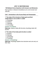 APHY 101 MIDTERM EXAM&NewLine;150 Multiple-Choice Questions with Answers and Rationales&NewLine;