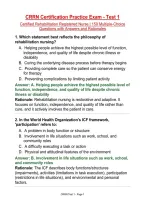 CRRN Certification Practice Exam - Test 1&NewLine;Certified Rehabilitation Registered Nurse &vert; 150 Multiple-Choice Questions with Answers and Rationales&NewLine;