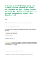 Nursing Research&colon; Reading&comma; Using&comma; and Creating Evidence 5th Edition by Houser Test Bank and Study Resources for Nursing Research Courses&comma; Evidence-Based Practice&comma; Research Methods&comma; Critical Appraisal&comma; and Clinical Application