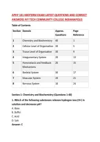 APHY 101 MIDTERM EXAM LATEST QUESTIONS AND CORRECT ANSWERS IVY TECH COMMUNITY COLLEGE INDIANAPOLIS