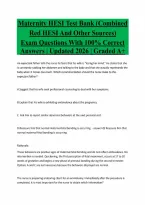 Maternity HESI Test Bank &lpar;Combined&NewLine;Red HESI And Other Sources&rpar;&NewLine;Exam Questions With 100&percnt; Correct&NewLine;Answers &vert; Updated 2026 &vert; Graded A&plus;