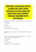 ROCKWELL EXAM REAL ESTATE&NewLine;CLASSES WA FINAL EXAM&NewLine;2026&sol;2027 ACTUAL EXAM 180&NewLine;QUESTIONS AND CORRECT&NewLine;DETAILED ANSWERS WITH&NewLine;RATIONALES