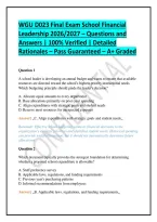 WGU D023 Final Exam School Financial Leadership 2026&sol;2027 &ndash; Questions and Answers &vert; 100&percnt; Verified &vert; Detailed Rationales &ndash; Pass Guaranteed &ndash; A&plus; Graded