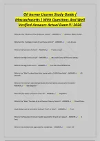 Oil burner License Study Guide &lpar;&NewLine;Massachusetts &rpar; With Questions And Well&NewLine;Verified Answers Actual Exam&excl;&excl;&excl; 2026&NewLine;