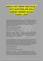 BARKLEY DRT PMHNP PRACTICUM 1&NewLine;WITH QUESTIONS AND WELL&NewLine;VERIFIED ANSWERS ACTUAL&NewLine;EXAM&excl;&excl;&excl; 2026