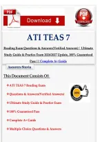 ATI TEAS 7 Reading Exam Questions & Answers &lpar;2026&sol;2027 Update&rpar; &vert; Ultimate Study Guide & Practice Test &vert; 100&percnt; Guaranteed Pass &lpar;PDF&rpar;