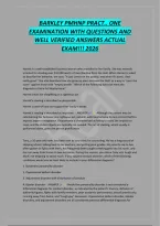 BARKLEY PMHNP PRACT&period;&period; ONE&NewLine;EXAMINATION WITH QUESTIONS AND&NewLine;WELL VERIFIED ANSWERS ACTUAL&NewLine;EXAM&excl;&excl;&excl; 2026
