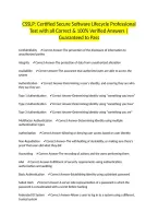 CSSLP&colon; Certified Secure Software Lifecycle Professional Test with all Correct & 100&percnt; Verified Answers &vert;Guaranteed to Pass