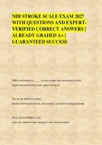 NIH STROKE SCALE EXAM 2027 &NewLine;WITH QUESTIONS AND EXPERT&NewLine;VERIFIED CORRECT ANSWERS &vert; &NewLine;ALREADY GRADED A&plus; &vert; &NewLine;GUARANTEED SUCCESS