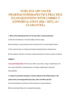 NURS 5334 ADVANCED&NewLine;PHARMACOTHERAPEUTICS PRACTICE&NewLine;EXAM QUESTIONS WITH CORRECT&NewLine;ANSWERS &lpar;LATEST 2026 &sol; 2027&rpar;&comma; &lpar;A&plus;&NewLine;GUARANTEE&rpar;&period;