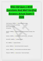 NSG 550 Quiz 1 With&NewLine;Questions And Well Verified&NewLine;Answers Actual Exam&excl;&excl;&excl;&NewLine;2026