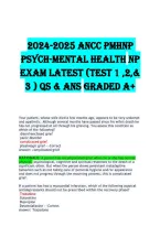 ANCC PMHNP Psych-Mental Health NP Exam 2024&ndash;2025 &vert; Tests 1&ndash;3 Questions & Answers Study Guide 2026&sol;2027