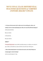 NR 511 FINAL EXAM&colon; DIFFERENTIAL&NewLine;DIAGNOSIS QUESTIONS & VERIFIED&NewLine;ANSWERS 2026&sol;2027 UPDATE