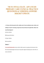 NR 511 FINAL EXAM - ADVANCED&NewLine;PRIMARY CARE CLINICAL PRACTICE&NewLine;QUESTIONS & VERIFIED ANSWERS&NewLine;2026&sol;2027 UPDATE