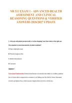 NR 511 EXAM 1 - ADVANCED HEALTH&NewLine;ASSESSMENT AND CLINICAL&NewLine;REASONING QUESTIONS & VERIFIED&NewLine;ANSWERS 2026&sol;2027 UPDATE