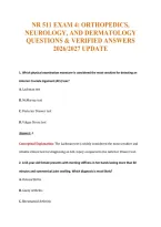 NR 511 EXAM 4&colon; ORTHOPEDICS&comma;&NewLine;NEUROLOGY&comma; AND DERMATOLOGY&NewLine;QUESTIONS & VERIFIED ANSWERS&NewLine;2026&sol;2027 UPDATE