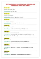 OPHTHALMIC ASSISTANT CLASS ACTUAL QUESTIONS AND&NewLine;ANSWERS 2027 UPDATE 100&percnt; CORRECT