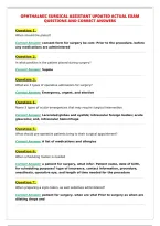 OPHTHALMIC SURGICAL ASSISTANT UPDATED ACTUAL EXAM&NewLine;QUESTIONS AND CORRECT ANSWERS
