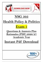 NSG 505 &NewLine;Health Policy & Politics &NewLine;Exam 1 &NewLine;Questions & Answers Plus &NewLine;Rationales &lpar;PDF&rpar; 2026&sol;27 &NewLine;Academic Year &NewLine;Instant Pdf Download