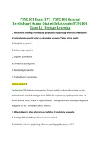 PSYC 101 Exam 1 V1 &vert; PSYC 101 General &NewLine;Psychology &vert; Actual Q&A with Rationale &lpar;PSYC101 &NewLine;Exam 1&rpar; &vert; Portage Learning