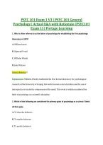 PSYC 101 Exam 1 V3 &vert; PSYC 101 General &NewLine;Psychology &vert; Actual Q&A with Rationale &lpar;PSYC101 &NewLine;Exam 1&rpar; &vert; Portage Learning