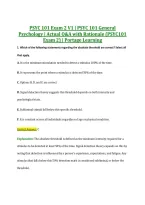 PSYC 101 Exam 2 V1 &vert; PSYC 101 General &NewLine;Psychology &vert; Actual Q&A with Rationale &lpar;PSYC101 &NewLine;Exam 2&rpar; &vert; Portage Learning 