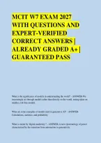 MCIT W7 EXAM 2027 &NewLine;WITH QUESTIONS AND &NewLine;EXPERT-VERIFIED &NewLine;CORRECT ANSWERS &vert; &NewLine;ALREADY GRADED A&plus; &vert; &NewLine;GUARANTEED PASS 