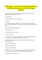 CSSLP Domain 7 - Secure Software Testing with all Correct & 100&percnt; Verified Answers &vert;Latest Version &vert;Already Graded A&plus;