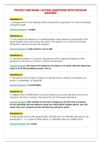 PHYSICS 1305 EXAM 1 ACTUAL QUESTIONS WITH DETAILED&NewLine;ANSWERS