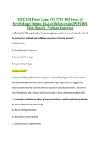 PSYC 101 Final Exam V3 &vert; PSYC 101 General &NewLine;Psychology &vert; Actual Q&A with Rationale &lpar;PSYC101 &NewLine;Final Exam&rpar; &vert; Portage Learning 